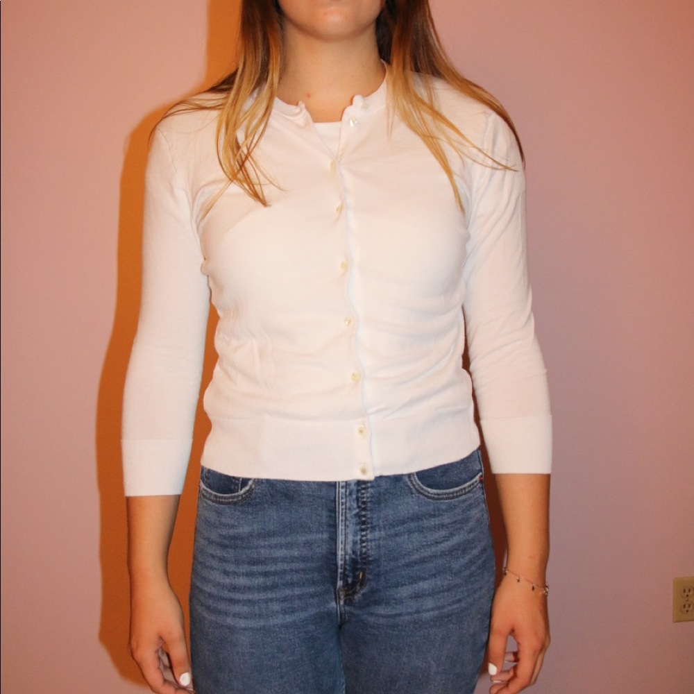 White J. Crew Cardigan Sweater